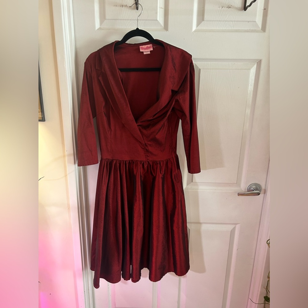 Pinup Couture Red Swing Dress with Belt